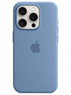 Чехол для iPhone 15 Pro Silicone Case Soft Touch (Голубой)