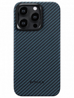 Клип-кейс для iPhone 15 Pro Pitaka MagEZ Case 4 узкое плетение (Синий)
