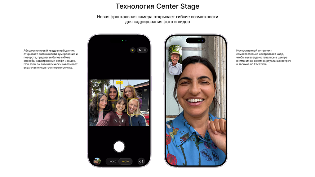 Селфи нового поколения и технология Center Stage