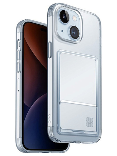Клип-кейс для Apple iPhone 15 UNIQ Air Fender ID со слотом под карту Прозрачный