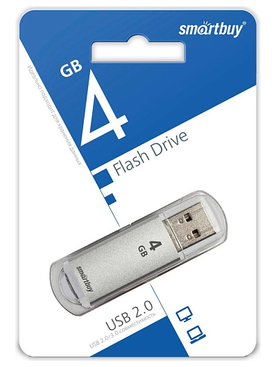 Память USB Flash Smartbuy V-Cut 4 ГБ Серебристый