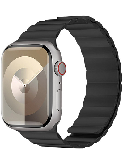 Ремешок для Apple Watch 42/44/45/49mm Benks Magnetic Silicone Watch Band Черный