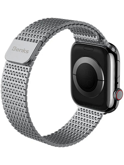 Ремешок для Apple Watch 38/40/41mm Benks Domino Magnetic Metal Watch Band Серебряный