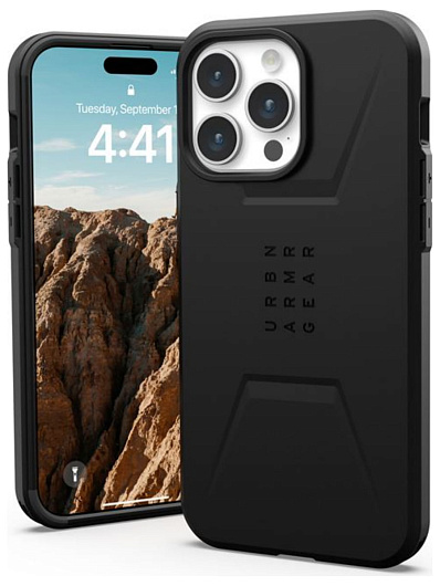 Клип-кейс для Apple iPhone 15 Pro Max UAG Civilian с поддержкой Magsafe Черный Клип-кейс для Apple iPhone 15 Pro Max UAG Civilian с поддержкой Magsafe Черный