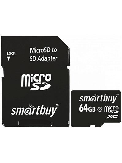 Карта памяти micro-SD 64GB class 10 с адаптером