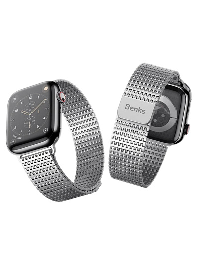 Ремешок для Apple Watch 38/40/41mm Benks Domino Magnetic Metal Watch Band Серебряный